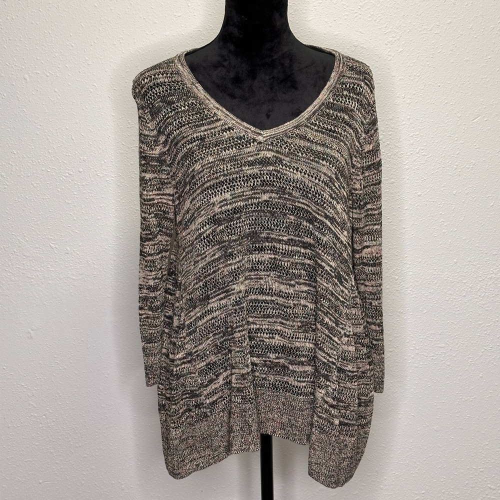 Sejour Lightweight Knit V-Neck Sweater - Plus Size 1X
